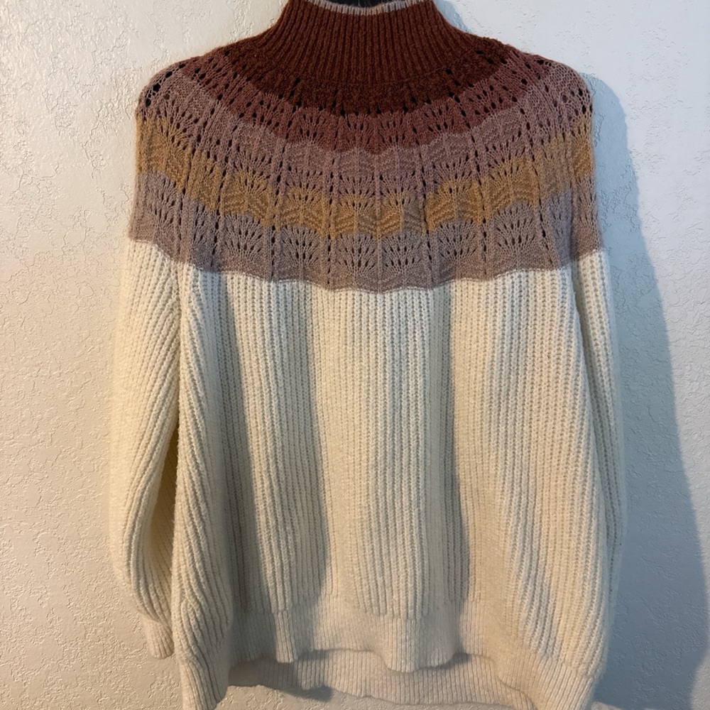 Maurices Cream and Brown Turtleneck Sweater